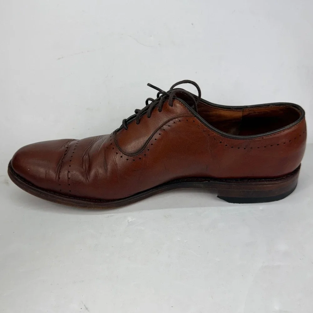Allen Edmonds Vernon Oxford Mens 9.5 E Brown Leather Cap Toe Brogue Shoes